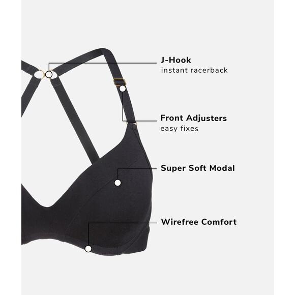 LIVELY All-Day No-Wire Push-Up Bra, Black, Ultra Soft, NWT, 34DDD - Picture 4 of 6